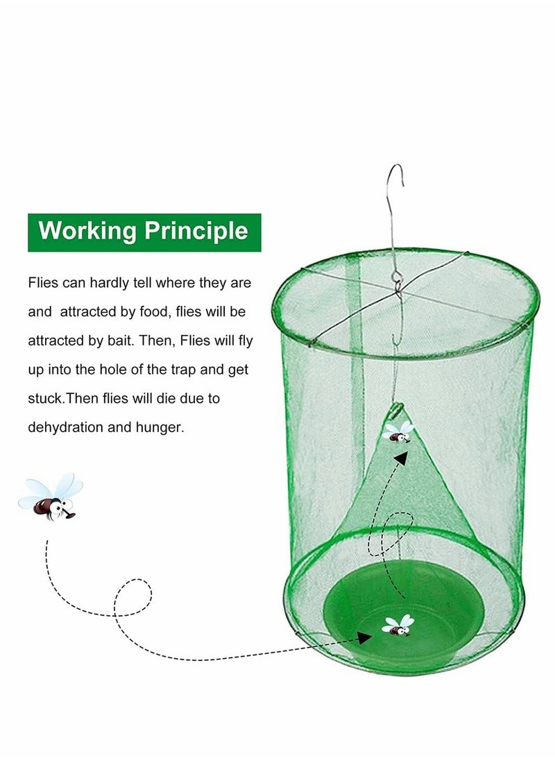 SYOSI Ranch Fly Trap with Bait Tray Outdoor Hanging Reusable Fly Trap Flay Catcher Cage for Indoor or Outdoor Family Farms Park Restaurants (Green  1 Pack)  - Image 2