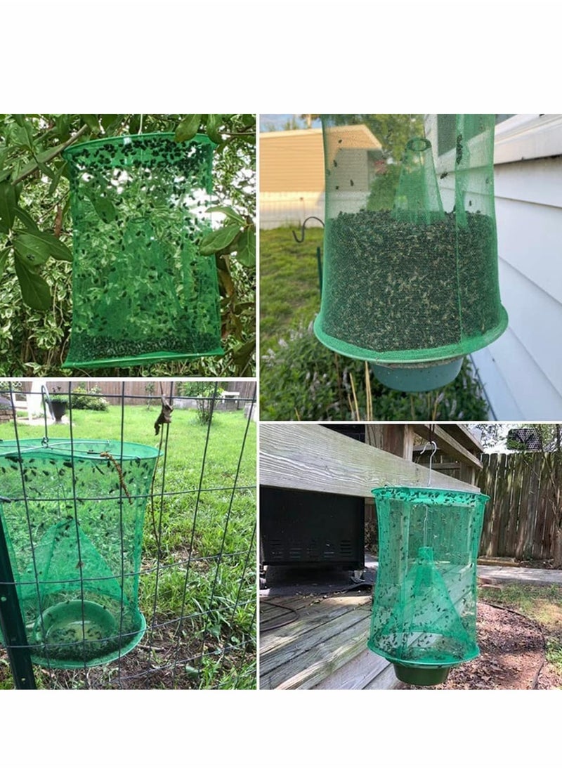 Ranch Fly Trap with Bait Tray Outdoor Hanging Reusable Fly Trap Flay Catcher Cage for Indoor or Outdoor Family Farms Park Restaurants (Green  1 Pack)