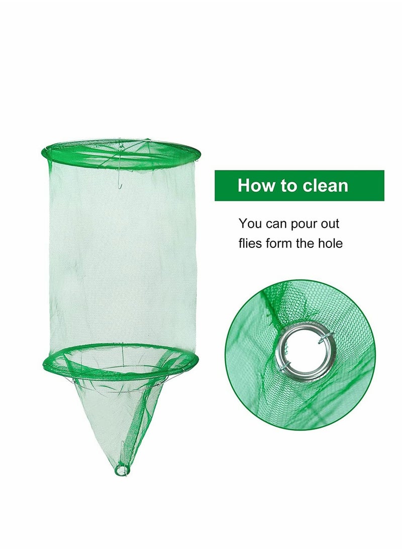 Ranch Fly Trap with Bait Tray Outdoor Hanging Reusable Fly Trap Flay Catcher Cage for Indoor or Outdoor Family Farms Park Restaurants (Green  1 Pack)