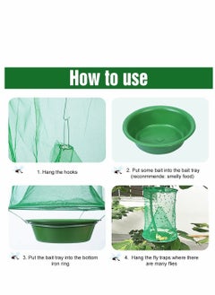 SYOSI Ranch Fly Trap with Bait Tray Outdoor Hanging Reusable Fly Trap Flay Catcher Cage for Indoor or Outdoor Family Farms Park Restaurants (Green  1 Pack)  - Image 5