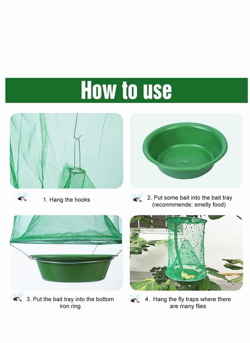 SYOSI Ranch Fly Trap with Bait Tray Outdoor Hanging Reusable Fly Trap Flay Catcher Cage for Indoor or Outdoor Family Farms Park Restaurants (Green  1 Pack)  - Image 5