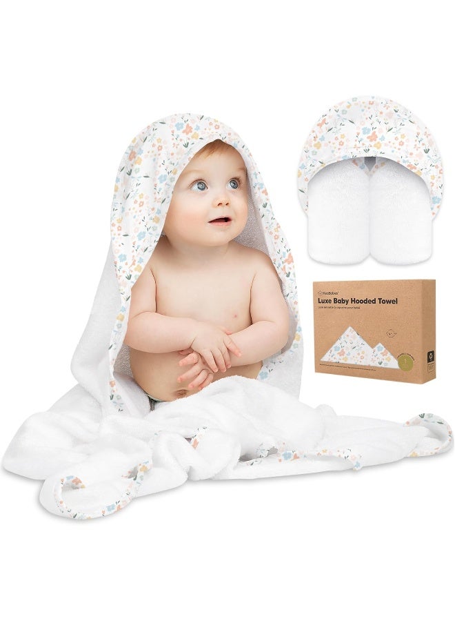 KeaBabies Hooded Baby Towel for Newborn - Viscose Derived from Bamboo Large Baby Bath Towels with Hood for Boys, Girls, Toddler, Extra Absorbent & Soft Newborn Bath Essentials (Wildflowers, Regular) - Image 1