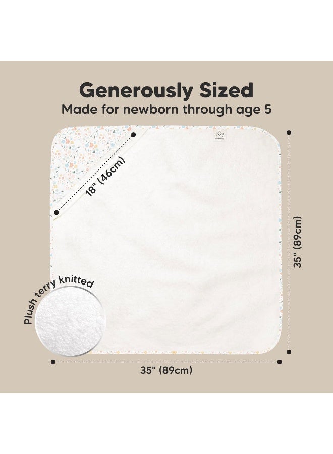 KeaBabies Hooded Baby Towel for Newborn - Viscose Derived from Bamboo Large Baby Bath Towels with Hood for Boys, Girls, Toddler, Extra Absorbent & Soft Newborn Bath Essentials (Wildflowers, Regular) - Image 4