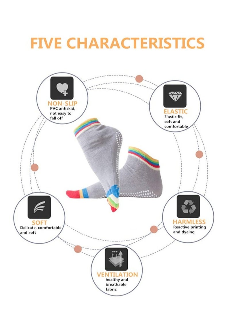 Y&D Toe Socks 4 Pairs Women's Non-Slip Five Finger For Running Pilates Ballet Fitness - Image 5