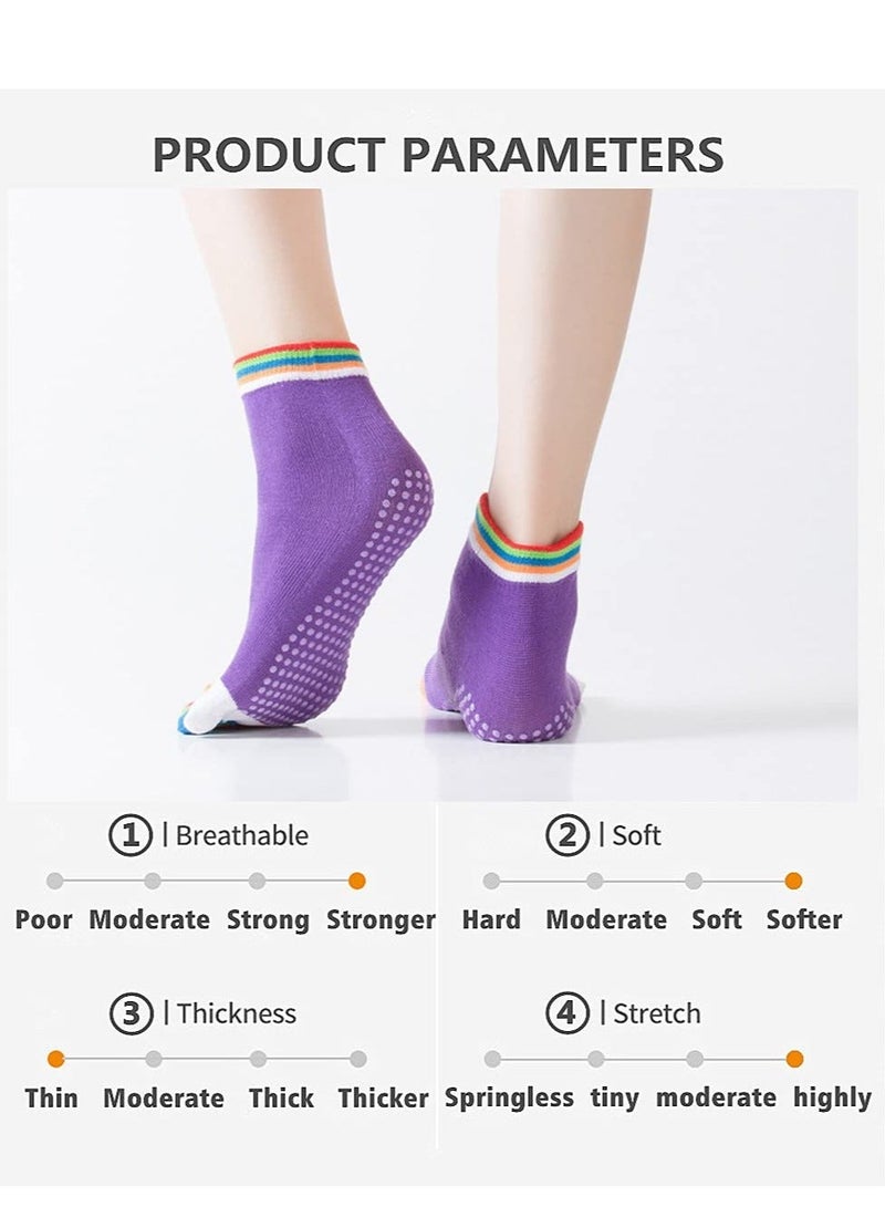 Y&D Toe Socks 4 Pairs Women's Non-Slip Five Finger For Running Pilates Ballet Fitness - Image 2