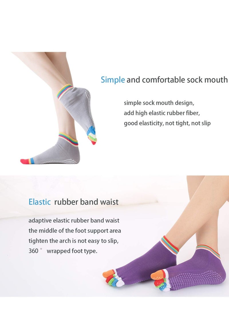 Y&D Toe Socks 4 Pairs Women's Non-Slip Five Finger For Running Pilates Ballet Fitness - Image 3