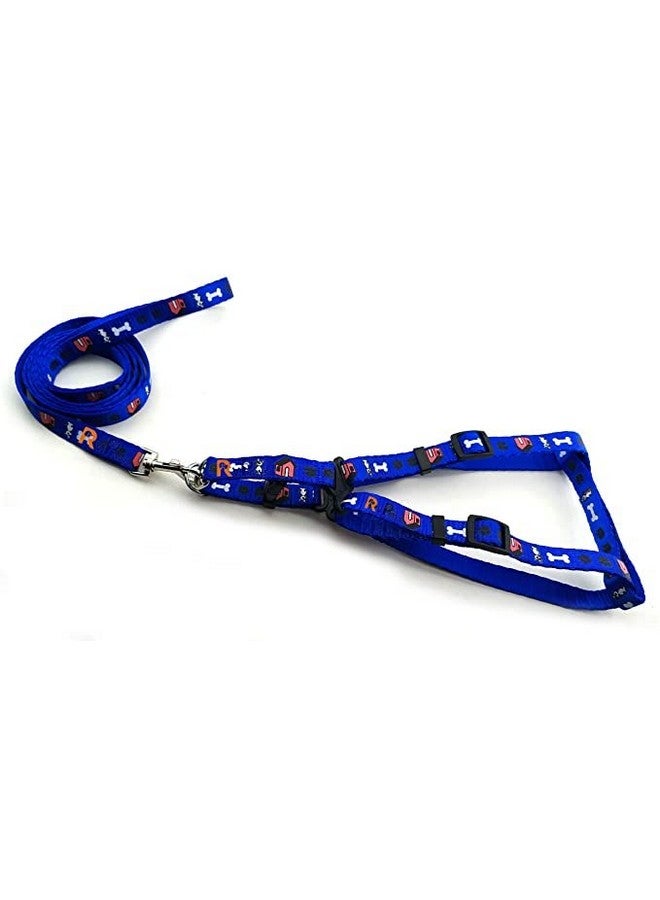 Soft Adjustable Bone/Paw Printed Nylon Padded Vest Harness And Long Handle Leash Ideal For Outdoor Walking/Training Dogs And Puppies (Blue) - Image 1