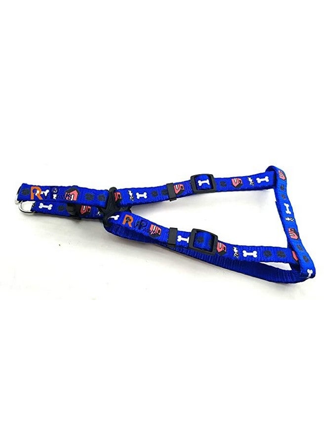 Soft Adjustable Bone/Paw Printed Nylon Padded Vest Harness And Long Handle Leash Ideal For Outdoor Walking/Training Dogs And Puppies (Blue) - Image 3