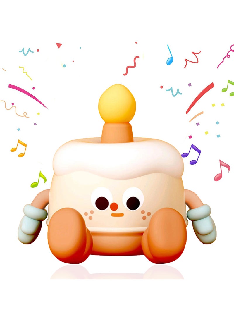 Happy Cake Night Light with Glowing Cupcake Musical Stuffed Animal Singing and Shaking Plush Toy Interactive Animated Kids Singing Pillow Gift, Cake-Shaped Stuffed Animal With Happy Birthday Melody, Soft Sculpted Dessert For Kids' Celebrations And Pr - Image 1