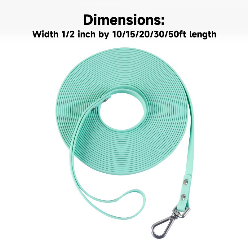 AUMAILI Dog Training Long Leash Waterproof Long Line Heavy Duty Outdoor Recall Lead 10ft 15ft 20ft 30ft 50ft for Small Medium Large Dog (Mint Green, 10FT) - Image 5