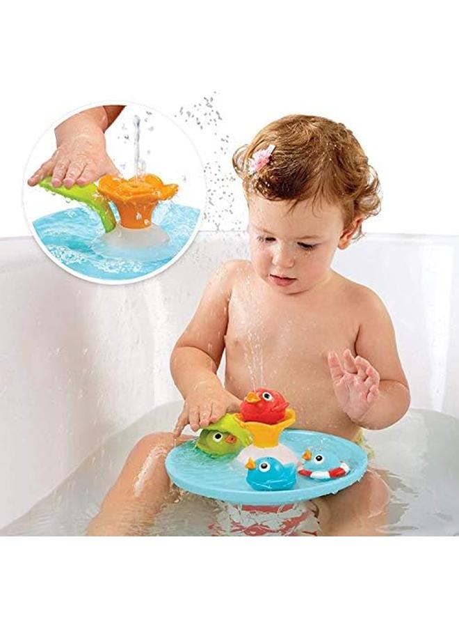 يوكيدو لعبة سباق البط لحمام الطفل، نافورة المياه وأربعة بط سحري للسباق من أجل التطوير الحسي لوقت الاستحمام، متعة وقت الاستحمام لعمر 6 أشهر فما فوق - Image 3