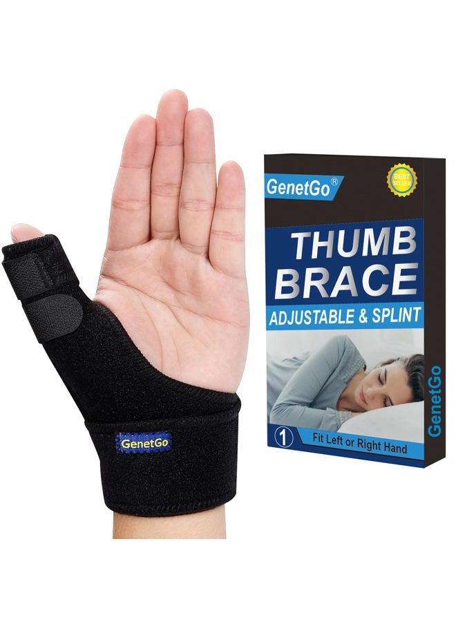 GenetGo Trigger Thumb Splint - Thumb Spica Support Brace Stabilizer for Pain, Sprains, Arthritis, Tendonitis (Right Hand or Left Hand) (Black) - Image 1