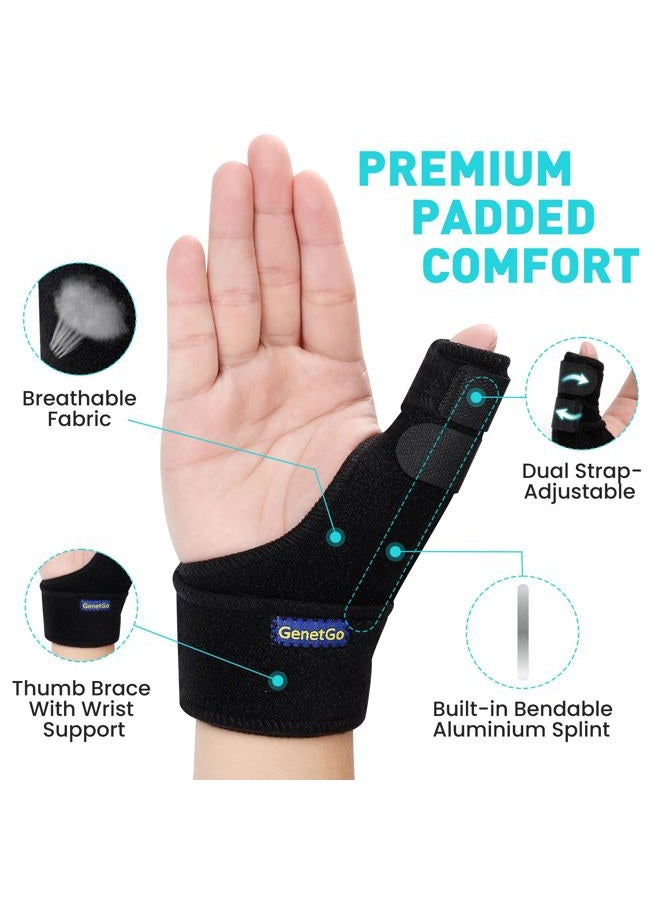 GenetGo Trigger Thumb Splint - Thumb Spica Support Brace Stabilizer for Pain, Sprains, Arthritis, Tendonitis (Right Hand or Left Hand) (Black) - Image 3