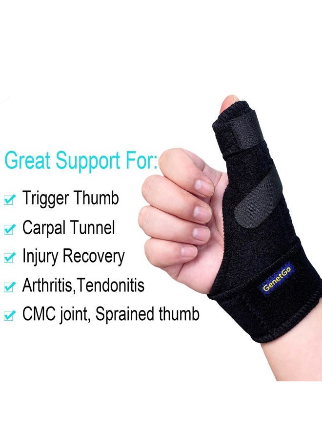 GenetGo Trigger Thumb Splint - Thumb Spica Support Brace Stabilizer for Pain, Sprains, Arthritis, Tendonitis (Right Hand or Left Hand) (Black) - Image 2