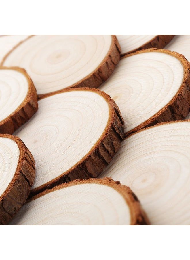 Fuyit Natural Wood Slices 20 Pcs 3.5-4 Inches Unfinished Wood Craft Kit Undrilled Wooden Circles Without Hole Tree Slice with Bark for Arts Painting Christmas Ornaments DIY Crafts - Image 2