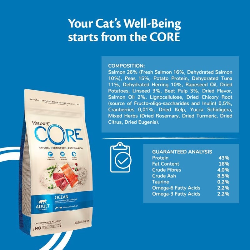 Wellness Core Cat Dry Food Salmon with Tuna Adult Grain-Free - 300 g - Image 3