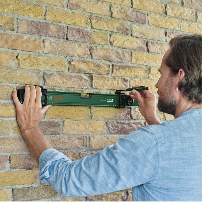 BOSCH مستوى روح 60 سم دقة عالية 0.05 مم/م، فقاعات مضيئة، أخدود V للأسطح المسطحة والمنحنية - Image 4