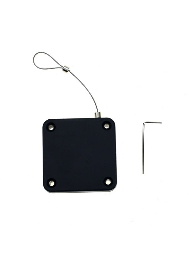 صندوق سلك فولاذي مضاد للسرقة والفقدان مع بكرة قابلة للسحب تلقائيا باللون الأسود بطول 1.5 متر مزود بمشبكي قفل مزدوجين عند نهاية السلك - Image 5