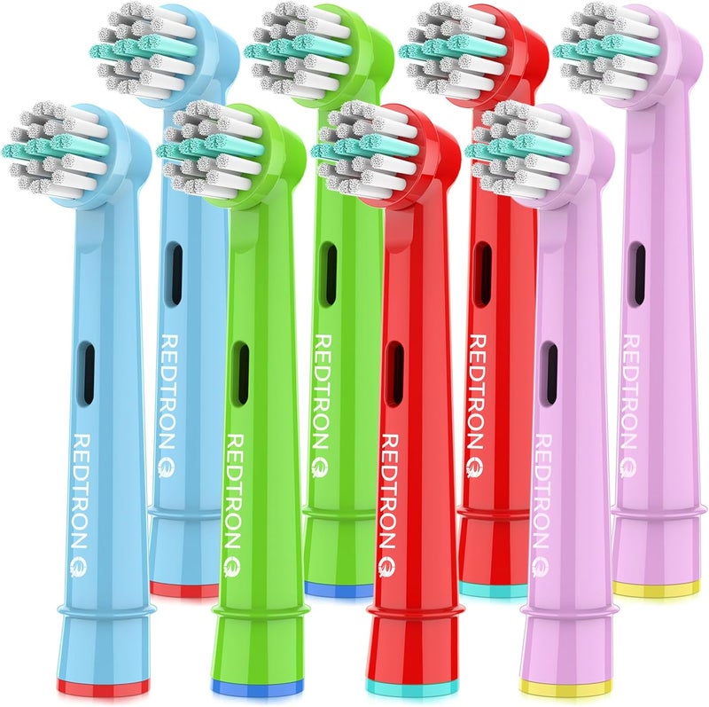 REDTRON - Children's Electric Toothbrush Heads Compatible with Oral B, Soft Bristles Children's Toothbrush Heads, Children's Replacement Toothbrush Head for Sensitive Teeth and Gums (Pack of 8) - Image 1