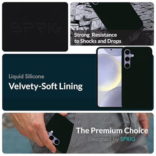 SPRIG Compatible with Samsung Galaxy S24 Premium SilkTone Back Cover Drop Tested Shock Proof Mobile Case for Men, Women, Boys and Girls with Camera Protection (Dark Green) - Image 2