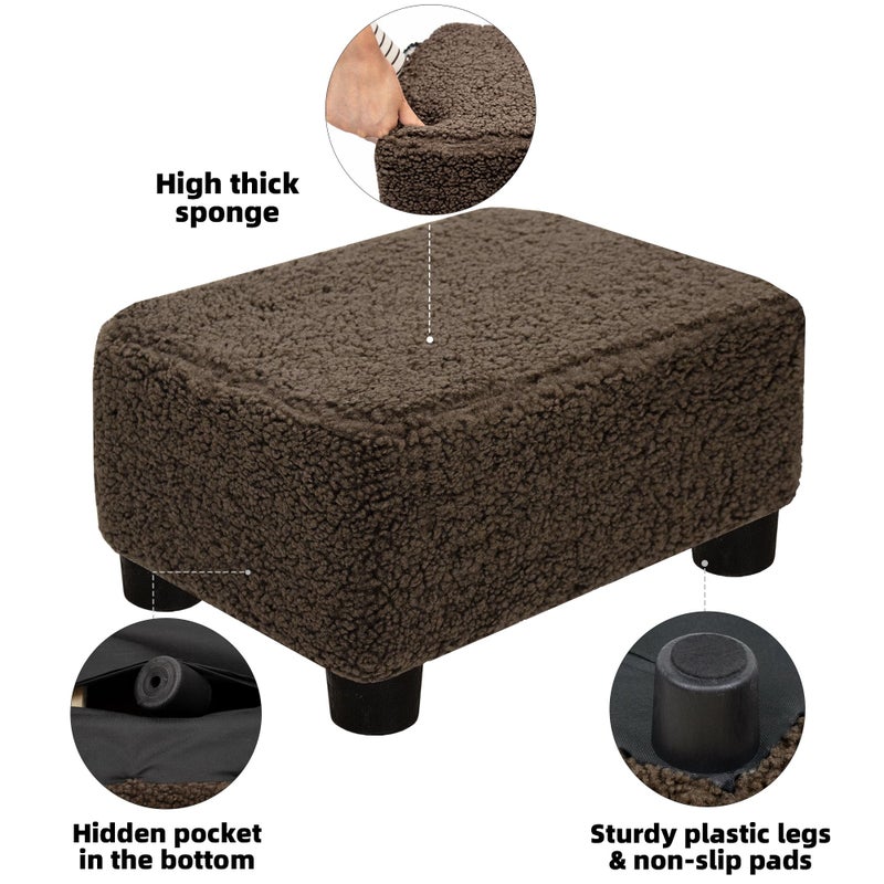 CAROLMADE Small Foot Stool Ottoman Footstool with Legs Under Desk Footrest for Living Room Bedroom and Office, Soft Brown - Image 5