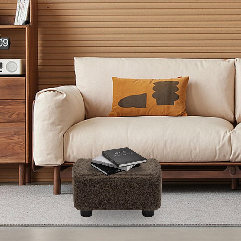 CAROLMADE Small Foot Stool Ottoman Footstool with Legs Under Desk Footrest for Living Room Bedroom and Office, Soft Brown - Image 2