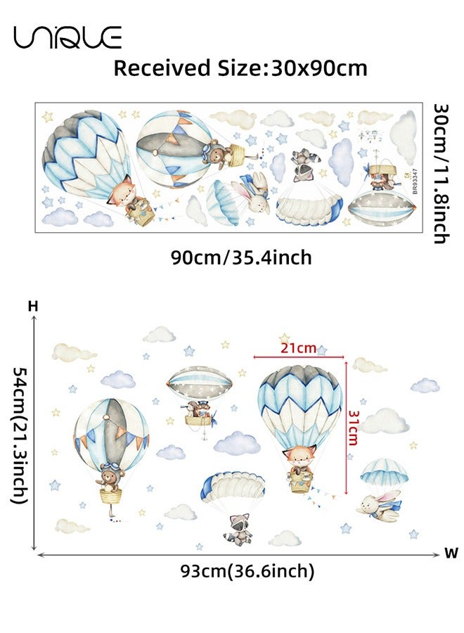Unique Cartoon Hot Air Balloon Animal Wall Stickers - Balloons & AnimalsWall Stickers, DIY Movable Large Art Decoration, Peel & Paste, Fit for Kids, Baby Boys, Girls, Playroom Bedroom Deco - Image 2