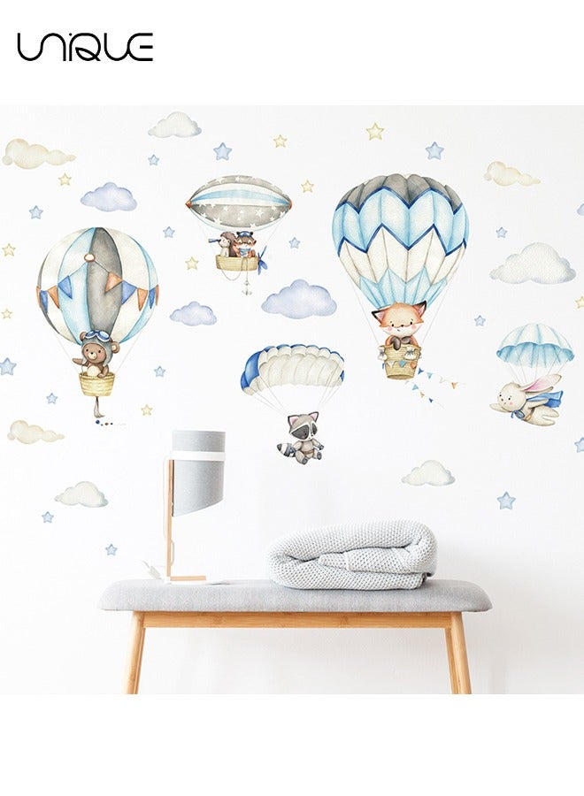 Unique Cartoon Hot Air Balloon Animal Wall Stickers - Balloons & AnimalsWall Stickers, DIY Movable Large Art Decoration, Peel & Paste, Fit for Kids, Baby Boys, Girls, Playroom Bedroom Deco - Image 5