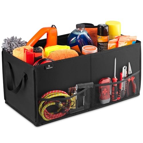 Handy Laundry Fold-Away Car Trunk Organizer – Non-Slip Securing Fasteners – 22 x 10 x 11 Inches – Prevents Shifting and Rolling (Black) - Image 1