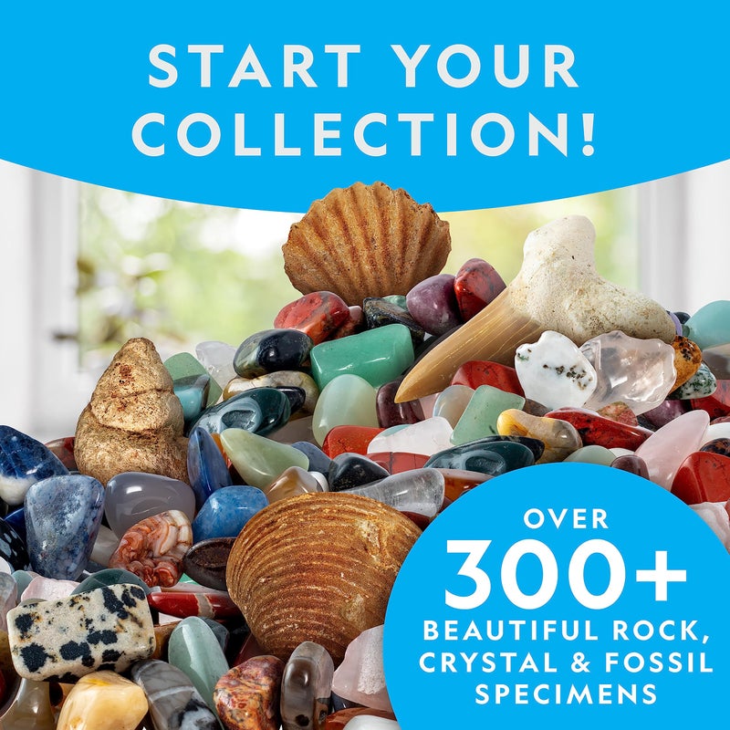Blue Marble NATIONAL GEOGRAPHIC Rock Collection Box for Kids – 300 Piece Gemstones and Crystals Set Includes Geodes and Real Fossils, Rocks and Minerals Science Kit for Kids, A Geology Gift for Boys and Girls - Image 2