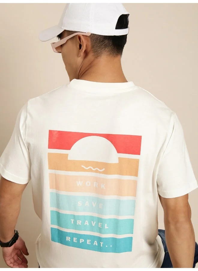 جوفن Off White Graphic Print T-Shirt for Men