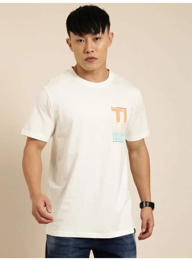 جوفن Off White Graphic Print T-Shirt for Men