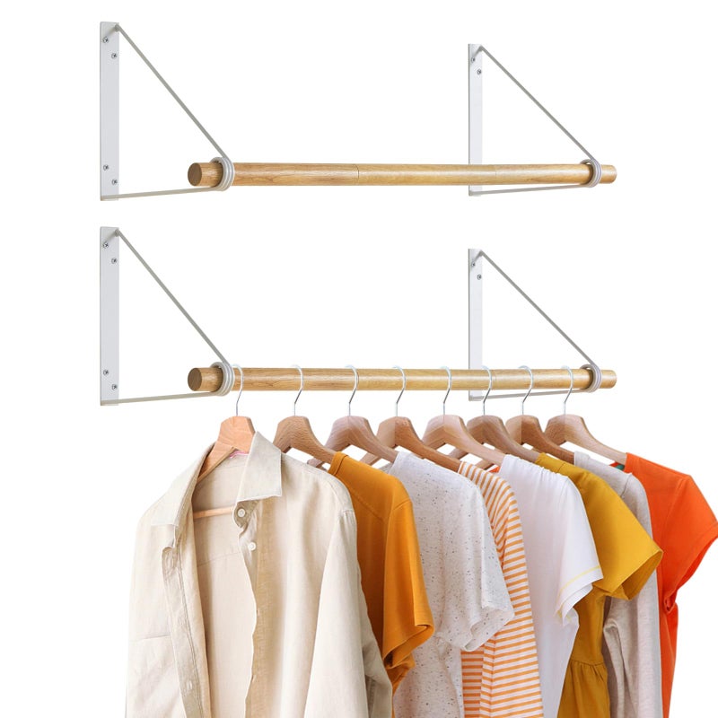 IBUYKE Wall Wardrobe Coat RackWood Wall Mounted Clothes RailHallway Furniture in Industrial Style Modern Wardrobe RailCoat Rack for Entrance Wall Door Bathroom BedroomWhite TYJ005W2
