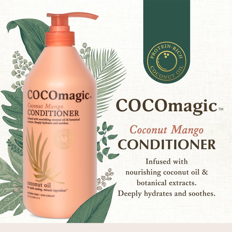Cocomagic Coconut Mango Nourishing Conditioner | Coconut Oil and Botanical Extracts | Deeply Hydrates and Restores Shine | Paraben Free, Made in USA (32 Fl Oz) - Image 2