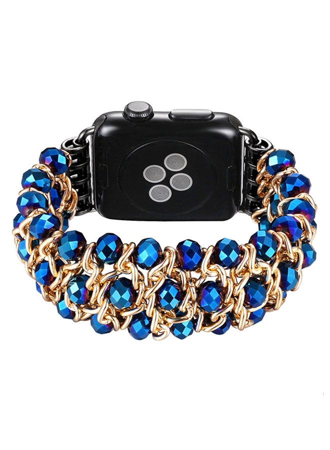 ISank Elasticized Crystal Strap Replacement Band for Apple Watch Series 1/2/3/4 38mm/40mm Blue - Image 2