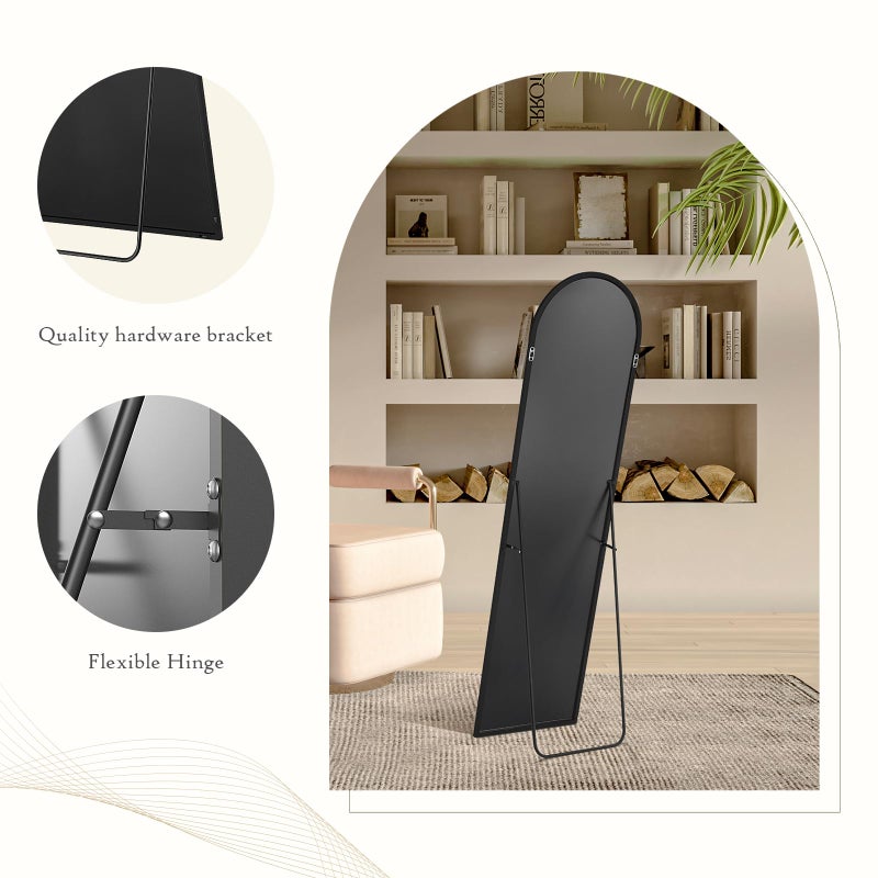 Aidoly Arched Mirror Full Length, Upgraded 16"x59" Body Wall Mirrors with Shatter-Proof Glass, Floor Standing, Hanging or Leaning, Tall Mirror with Stand Aluminum Alloy Frame for Bedroom Cloakroom - Image 4