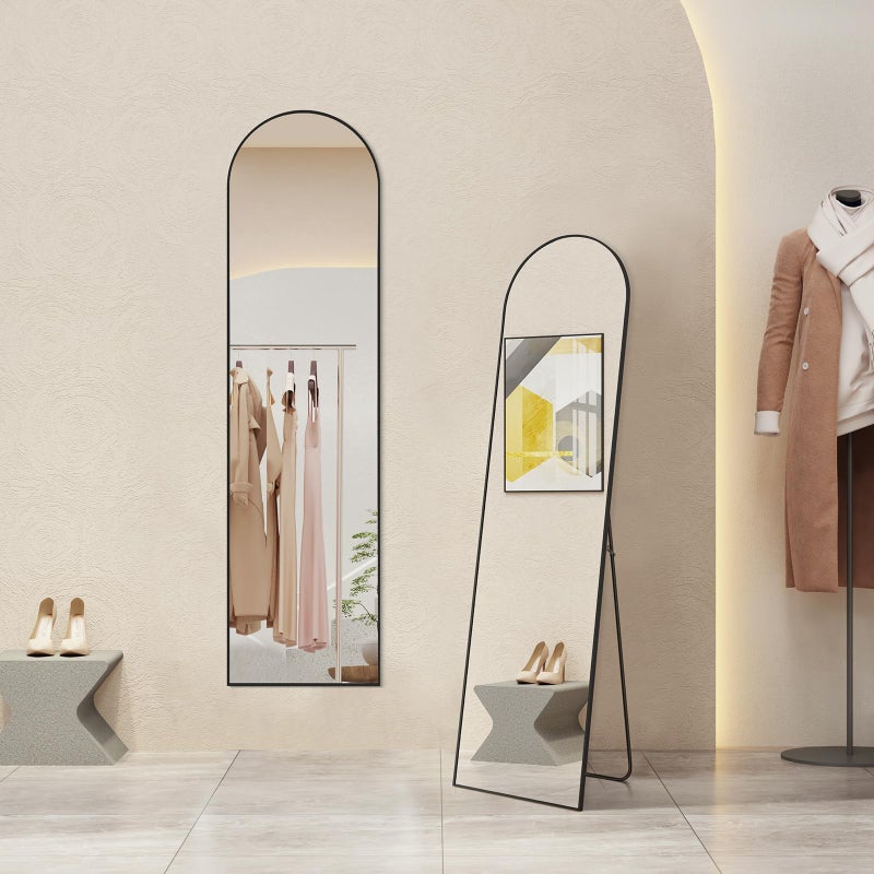 Aidoly Arched Mirror Full Length, Upgraded 16"x59" Body Wall Mirrors with Shatter-Proof Glass, Floor Standing, Hanging or Leaning, Tall Mirror with Stand Aluminum Alloy Frame for Bedroom Cloakroom - Image 1