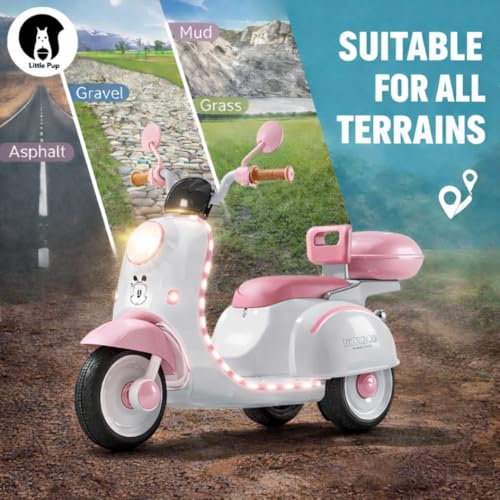 LITTLE PUP Vespa 12V Battery Operated Ride-On Scooter for Kids | Electric Scooter with Foot Accelerator, Music & Lights | 1-6 Years Boys & Girls | Safe & Fun Ride-On Toy - Image 4