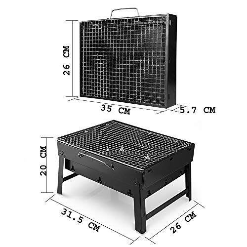 GTC® Lightweight Simple Charcoal Grill Barbecue Perfect Foldable BBQ Grill (Black) with 6 Stick Free (ITN-TW8800) - Image 4