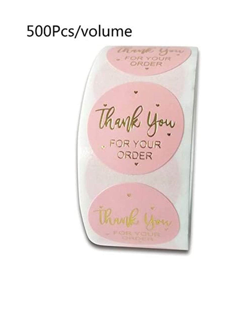 Y&D 500 Pcs 1.5 Inch Thank You Sticker Roll Bulk Gift Labels, Round Label for Gift, Handmade Sticker, Birthday Design Tags, Wrap Stiker, Tag (Large Pink)  - Image 5