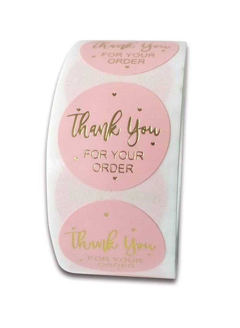 Y&D 500 Pcs 1.5 Inch Thank You Sticker Roll Bulk Gift Labels, Round Label for Gift, Handmade Sticker, Birthday Design Tags, Wrap Stiker, Tag (Large Pink)  - Image 1