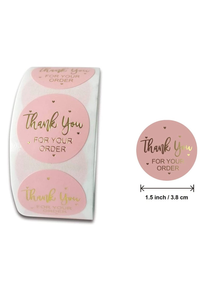 Y&D 500 Pcs 1.5 Inch Thank You Sticker Roll Bulk Gift Labels, Round Label for Gift, Handmade Sticker, Birthday Design Tags, Wrap Stiker, Tag (Large Pink)  - Image 2