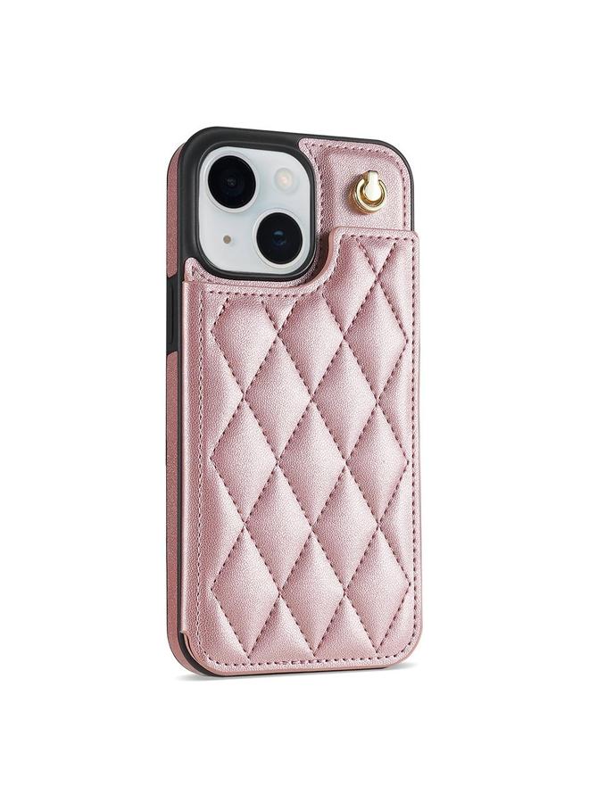 S-TOP Case For iPhone 15 Plus Rhombic Dual Buckle Card Slots Phone Case with Lanyard - Image 2