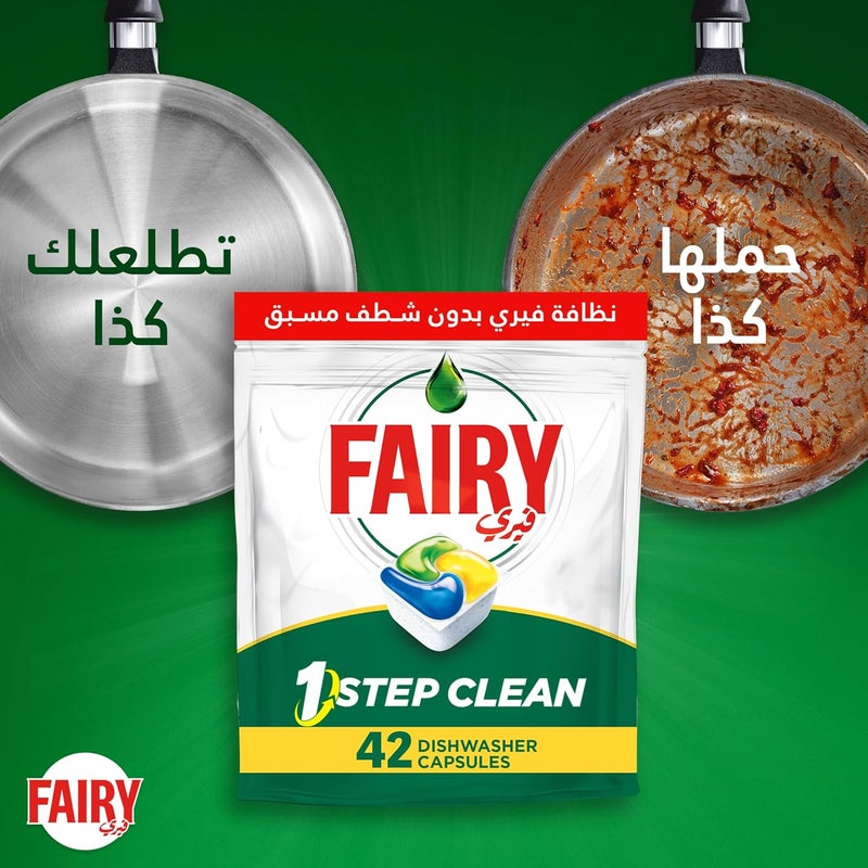 1 Step Clean Automatic Dishwasher Tablets, Lemon Scent, 42 Tablets | 1-Step Clean with no pre-rinse, cuts tough dried-on grease and includes salt and rinse aid to deliver a spotless shine - Image 2
