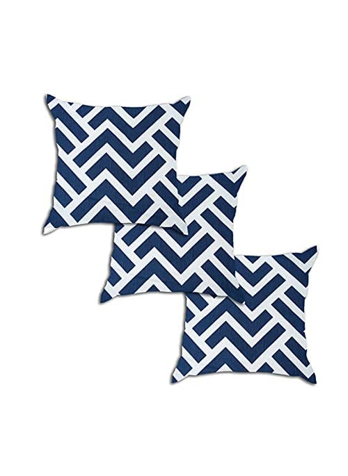 A&A Fabrics 16 Inch Cushion Cover Enhance Your Home Dcor with Stylish and Comfortable Throw Pillow Covers 16x16 Blue Chevron 1 Cushion Cover 16 x 16 Set of 3  - Image 1