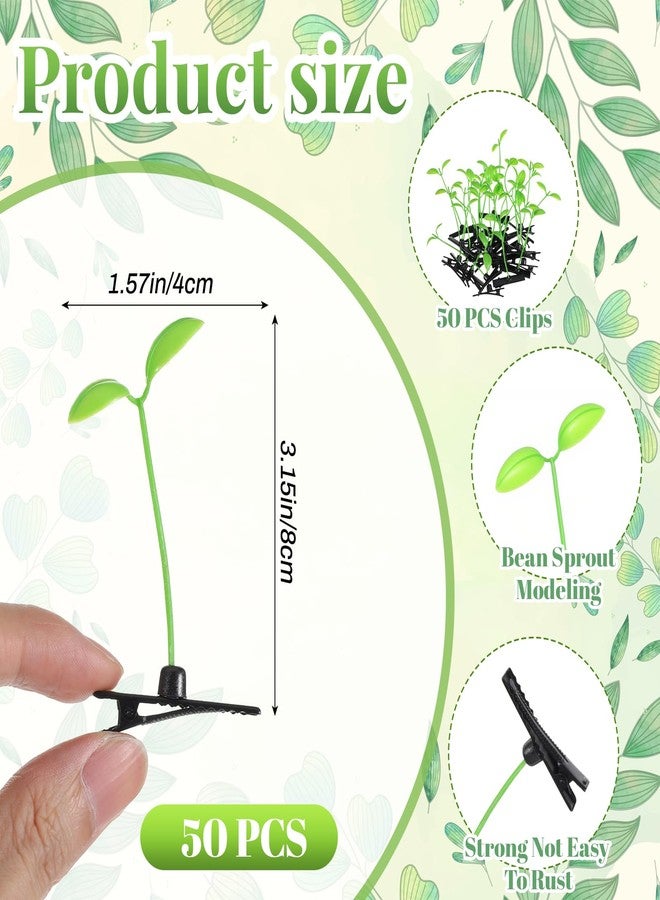 Matwsec 50 Pcs Bean Sprout Hair Clips, Funny Plant Clips, Little Grasst Hairpins, Sprout Barrettes, Sprouts Rave Trinkets for Festivals, Hair Accessories for Women Kids Girls Lady Home School Party Headwear - Image 2