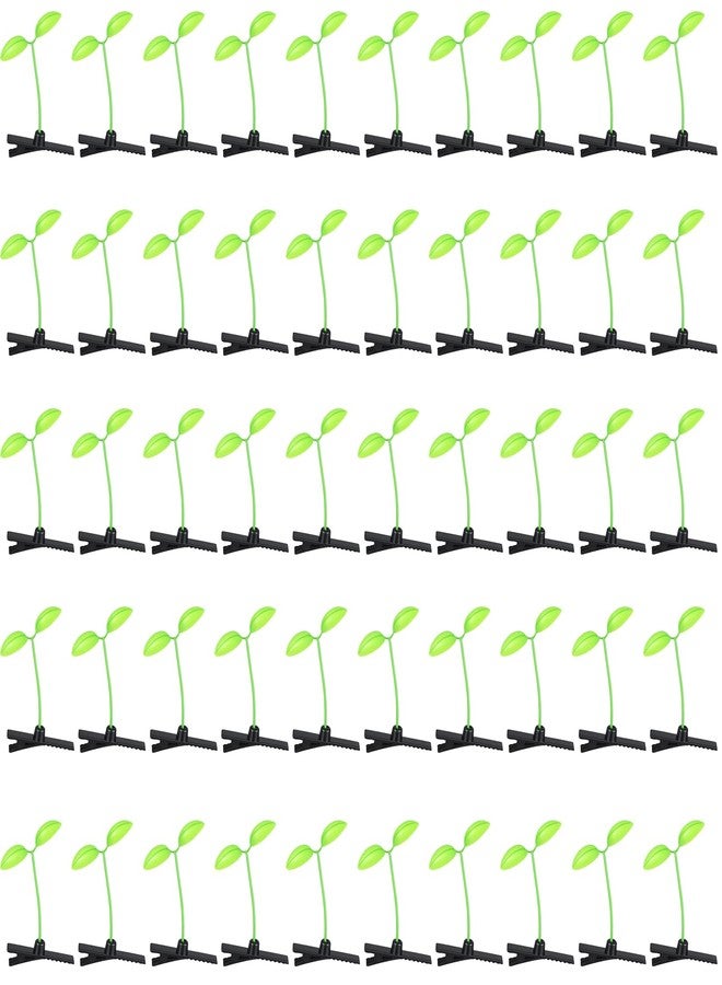 Matwsec 50 Pcs Bean Sprout Hair Clips, Funny Plant Clips, Little Grasst Hairpins, Sprout Barrettes, Sprouts Rave Trinkets for Festivals, Hair Accessories for Women Kids Girls Lady Home School Party Headwear - Image 1