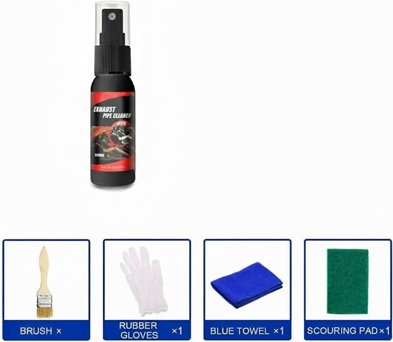 Rust Removal and Car Cleaning Kit, Metal Surface Rust Remover Spray, Car Exhaust Pipe Cleaner and Maintenance Set with Brush, Gloves, Towel, Sponge for Cars and Motorcycles - Image 3