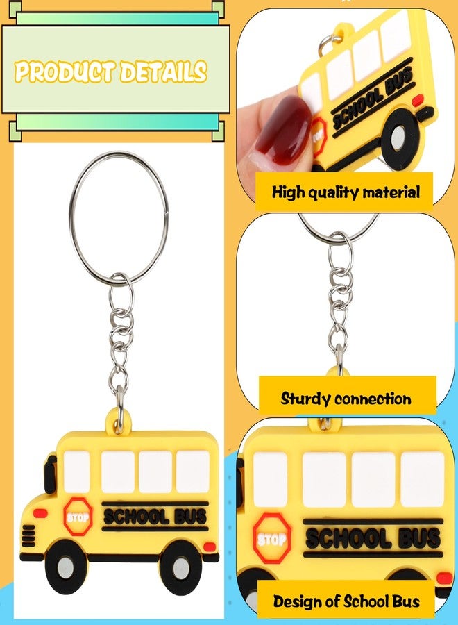 Conagel 48 Pack Mini School Bus Keychain Bulk Small Back to School Bus Car Key Chain Gift Cute Yellow Cartoon Bus Keychains for Birthday Party Favors Class Award Goodie Bag Fillers - Image 3