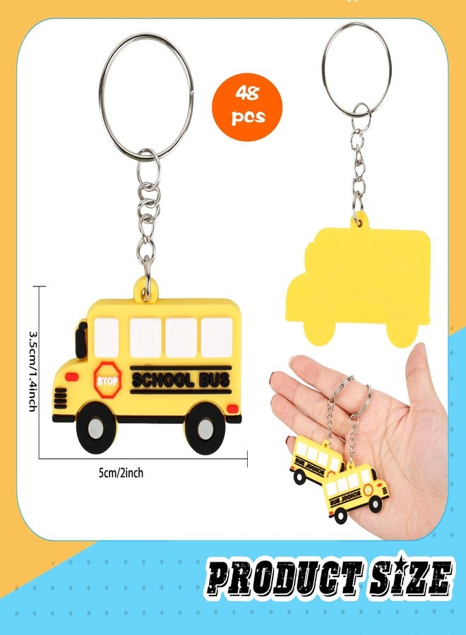 Conagel 48 Pack Mini School Bus Keychain Bulk Small Back to School Bus Car Key Chain Gift Cute Yellow Cartoon Bus Keychains for Birthday Party Favors Class Award Goodie Bag Fillers - Image 2